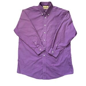 ROUNDTREE & YORKE Gold Label Shirt XL L/S Solid Purple Button Down‎ Cotton
